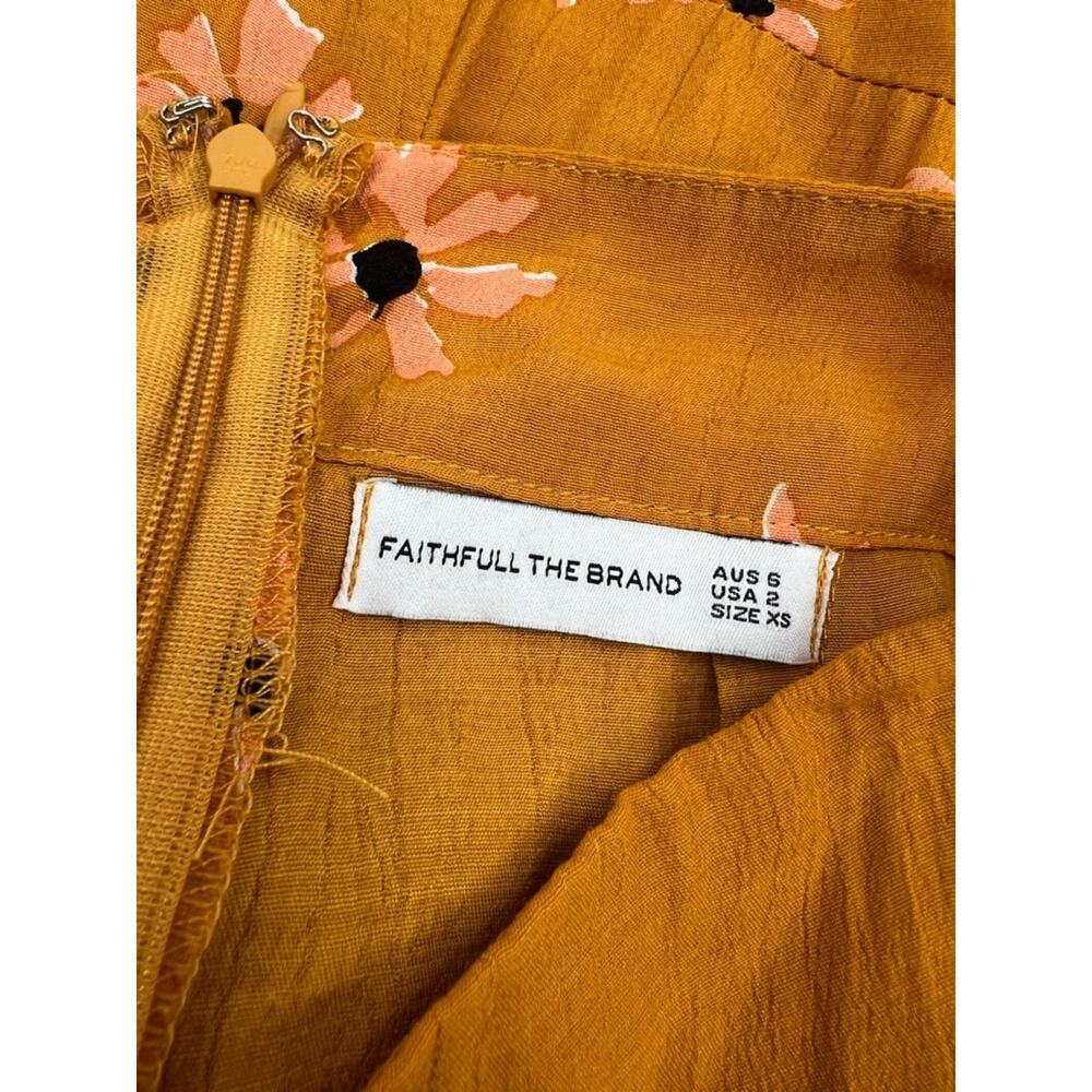 Anthropologie Faithfull belted botany High-Low Skirt in Floral Mustard Orange - Picture 10 of 10